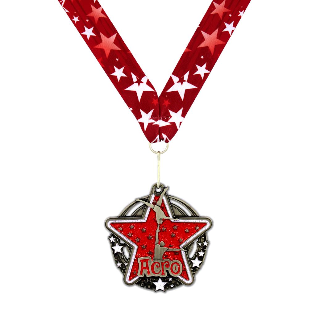 2-3/4" Acro Red Star Dazzle Series Medal [MED-440]