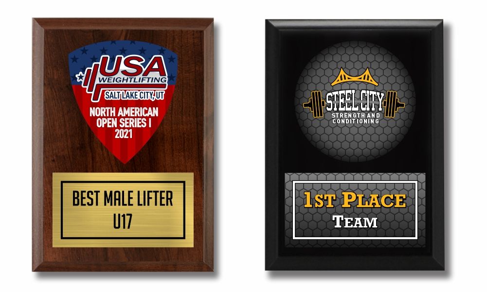 weightlifting domed plaques 