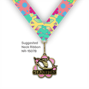 2-1/4" Female Gymnastics Enamel Pink Flower Power Series Medal [MED-525]