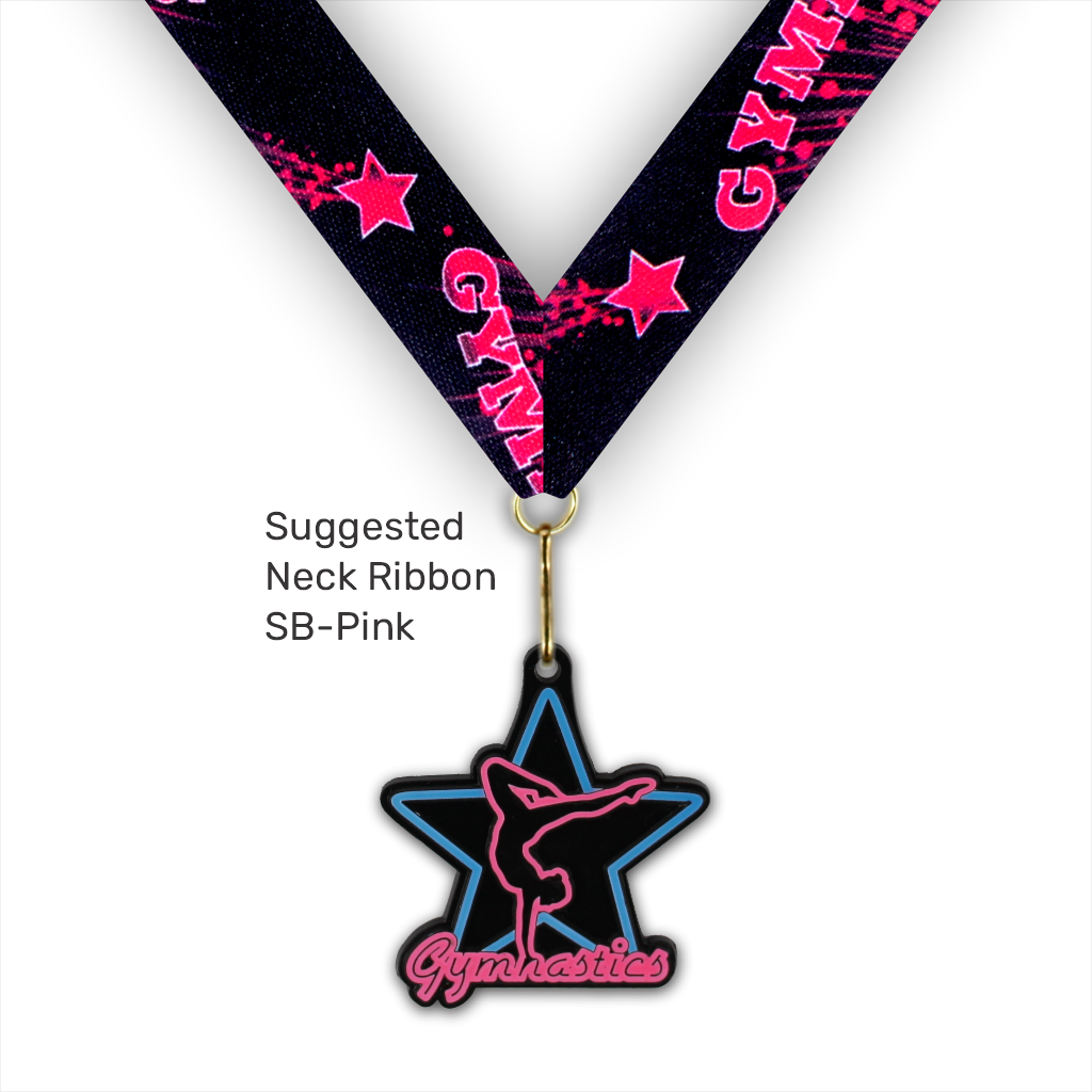 2-1/2" Female Gymnastics Neon Series Glow-in-the-Dark Medal [MED-410]