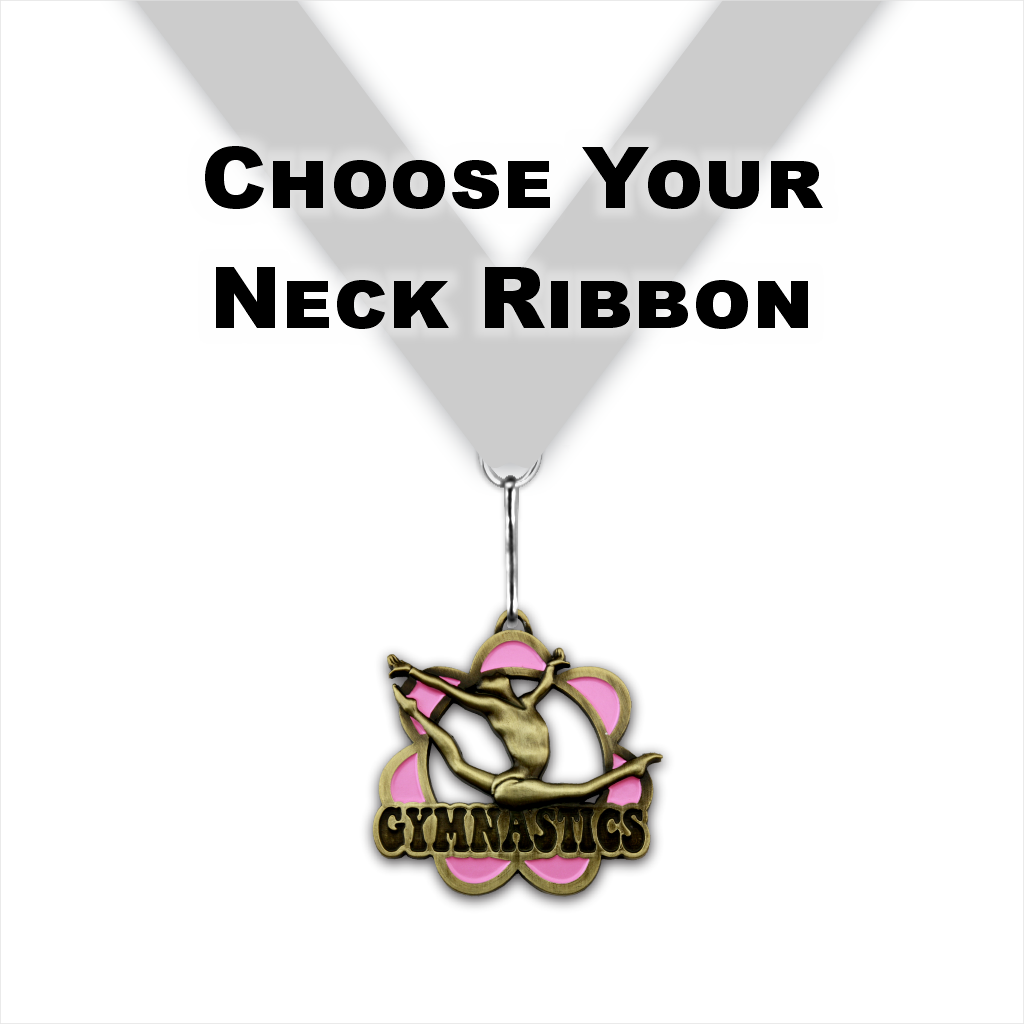 2-1/4" Female Gymnastics Enamel Pink Flower Power Series Medal