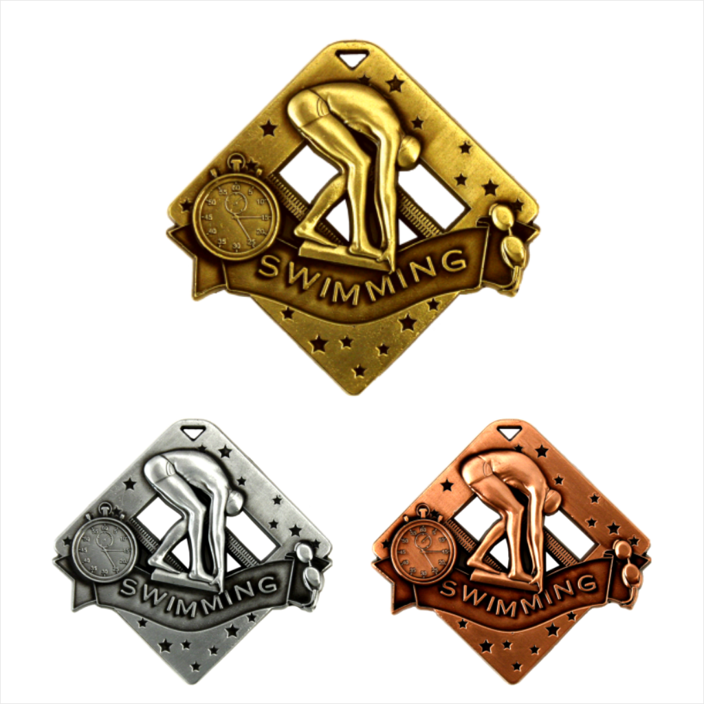 2-3/8" Male Swimmer Diamond Series Medal
