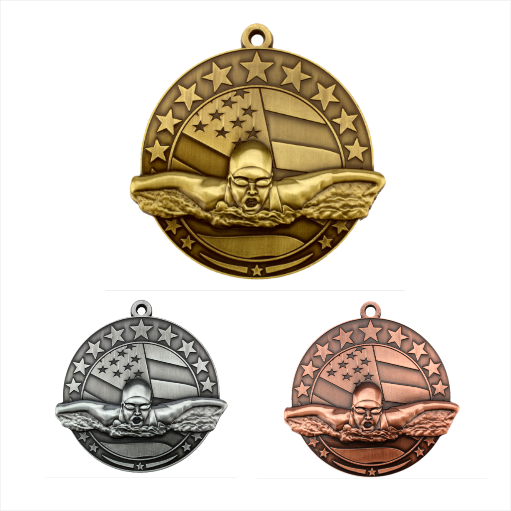 3" Female Swimmer Stars & Strips Series Medal