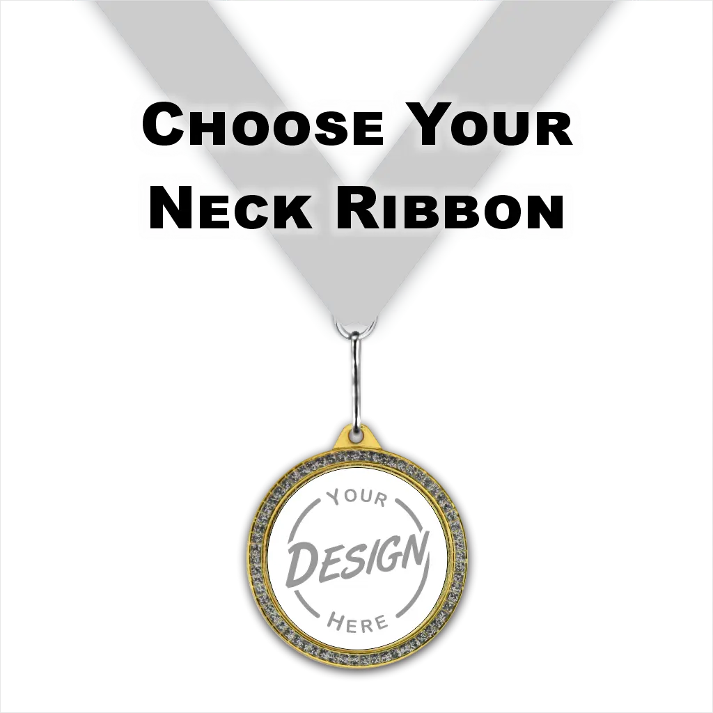 2-1/2" Clear Glitter Single Ring Gem Series Insert Medal