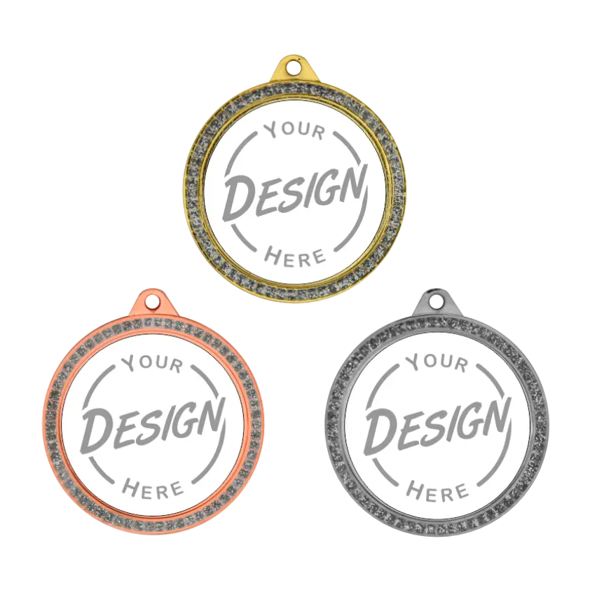 2-1/2" Clear Glitter Single Ring Gem Series Insert Medal