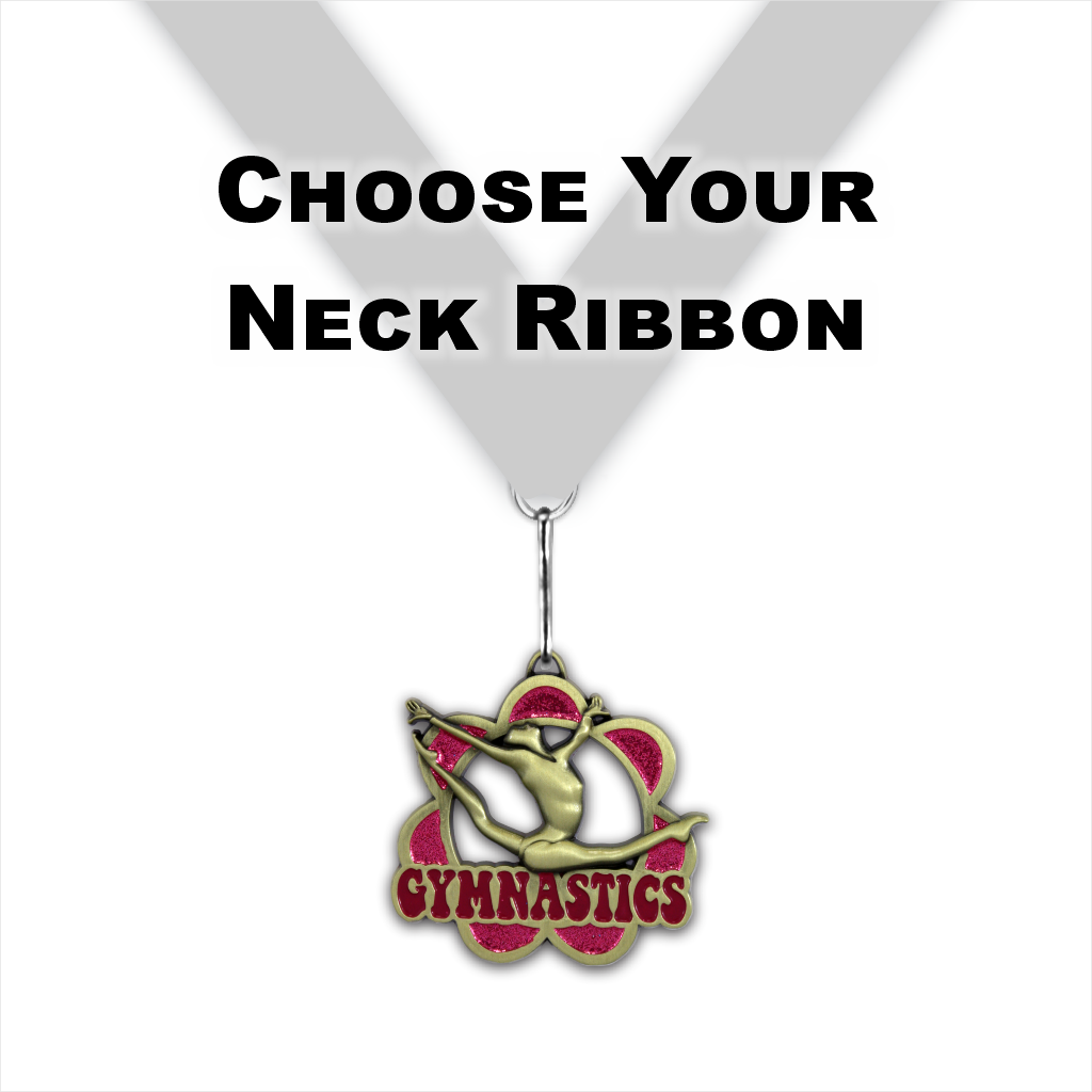 2-1/4" Female Gymnastics Glitter Pink Flower Power Series Medal