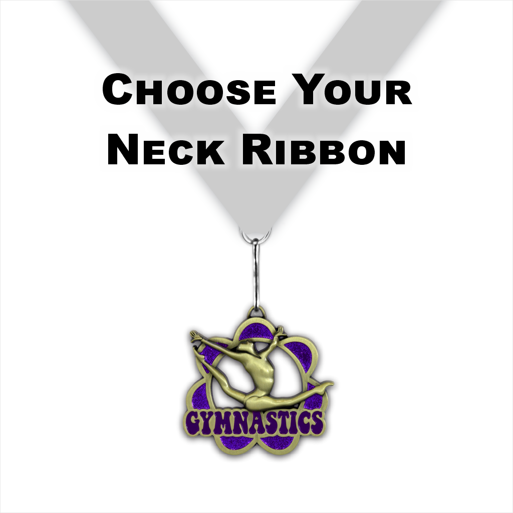 2-1/4" Female Gymnastics Glitter Purple Flower Power Series Medal