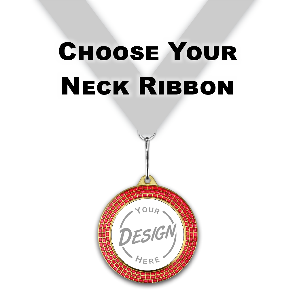 2-3/4" Pink Triple Ring Gem Series Insert Medal [MED-728]
