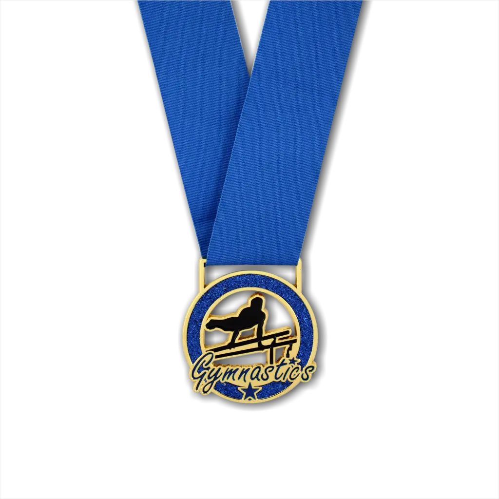 2-1/4" Male Gymnastics Blue Stardust Series Medal