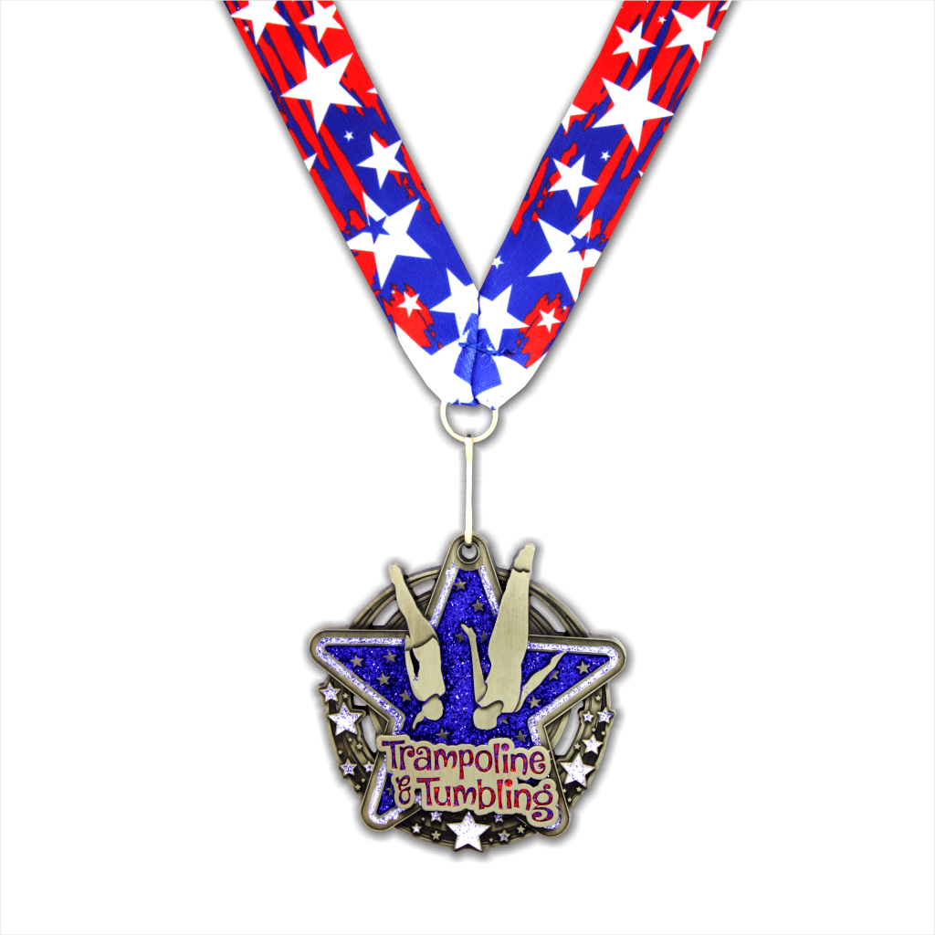 2-3/4" Trampoline & Tumbling RWB Star Dazzle Series Medal