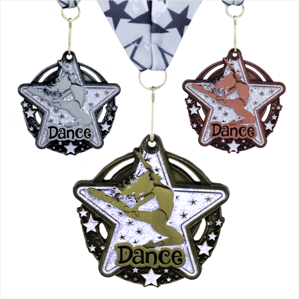 2-3/4" Dance Clear Star Dazzle Series Medal