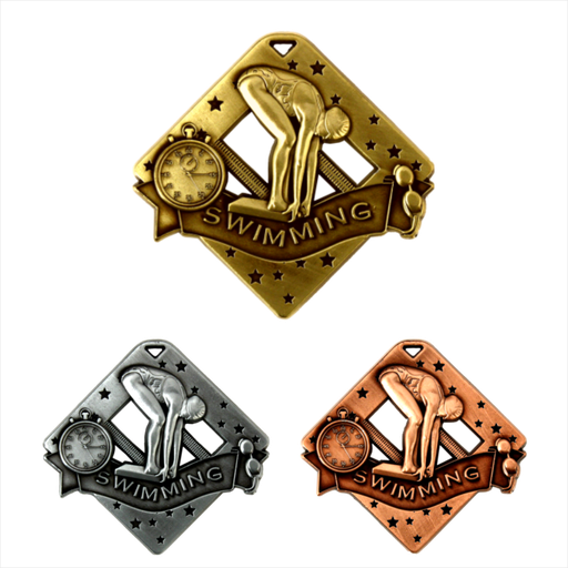 2-3/8" Female Swimmer Diamond Series Medal [MED-524FS]