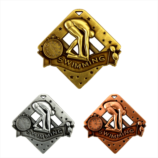 2-3/8" Male Swimmer Diamond Series Medal [MED-524MS]