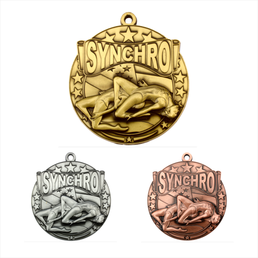 3" Female Synchro Swimming Stars & Strips Series Medal [MED-532SY]