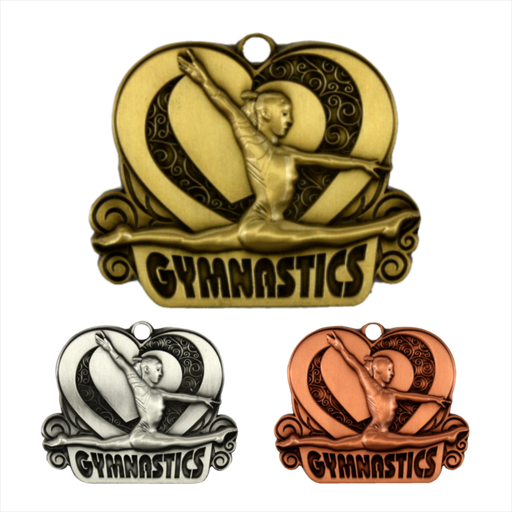 2-1/2" Female Gymnastics Royal Heart Series Medal [MED-524]
