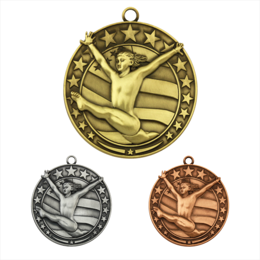 2-1/2" Female Gymnast Stars & Stripes Series Medal