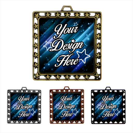 2-1/2" Square Star Cut-Out Insert Medal