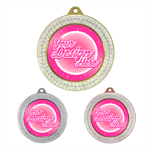 2-3/4" Clear Triple Ring Gem Series Insert Medal