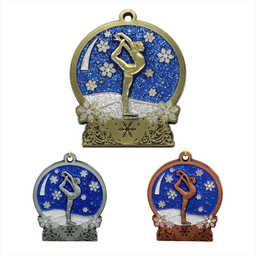 2-3/4" Female Gymnast Snowglobe Medal