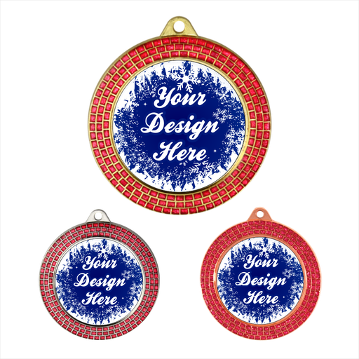 2-3/4" Pink Triple Ring Gem Series Insert Medal