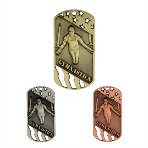 3" Male Gymnastics Dog Tag Series Medal