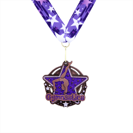 2-3/4" Female Gymnastics Purple Star Dazzle Series Medal [MED-430]