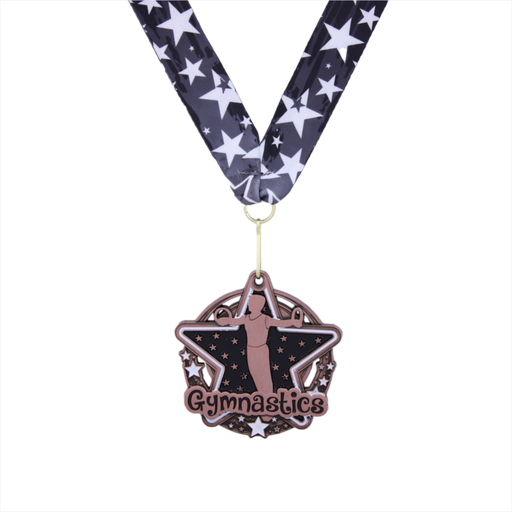 2-3/4" Male Gymnastics Black Star Dazzle Series Medal [MED-436]