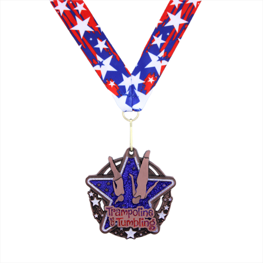 2-3/4" Trampoline & Tumbling RWB Star Dazzle Series Medal [MED-438]