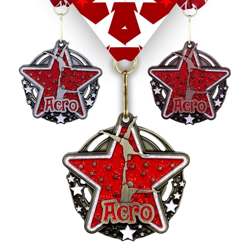 2-3/4" Acro Red Star Dazzle Series Medal [MED-440]
