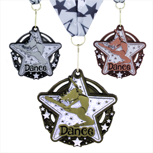 2-3/4" Dance Clear Star Dazzle Series Medal